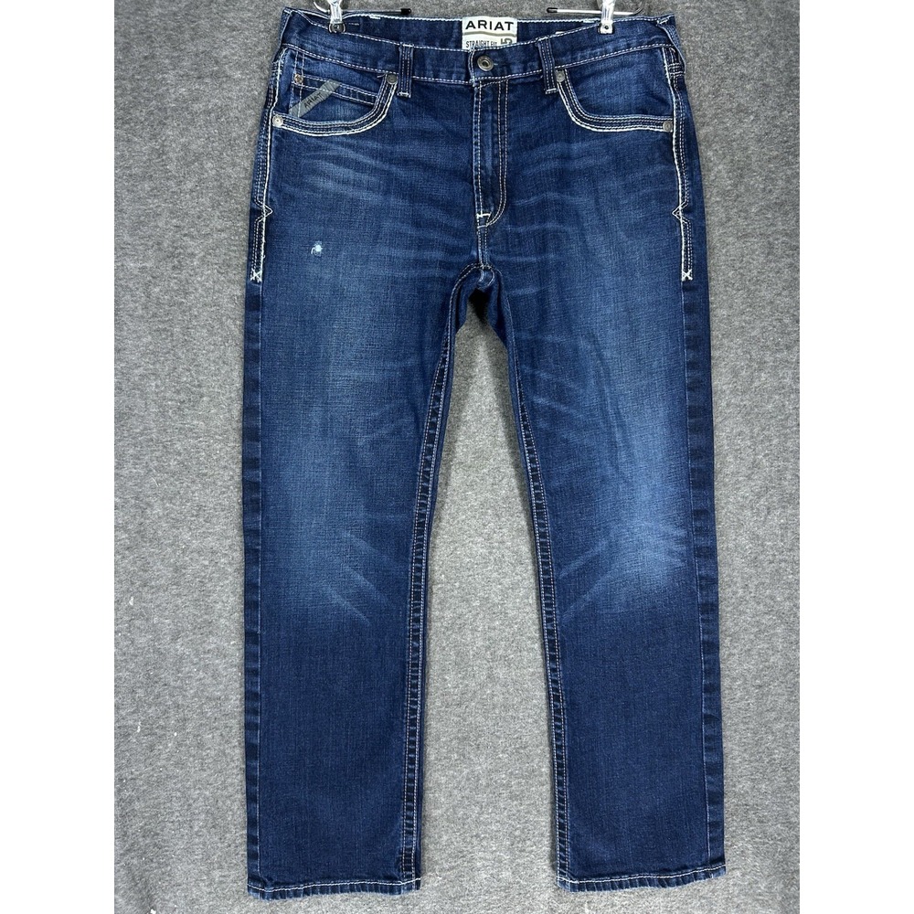 Ariat M5 Jeans Mens 36x32 Straight Leg Slim Stackable Western Cowboy Coltrane